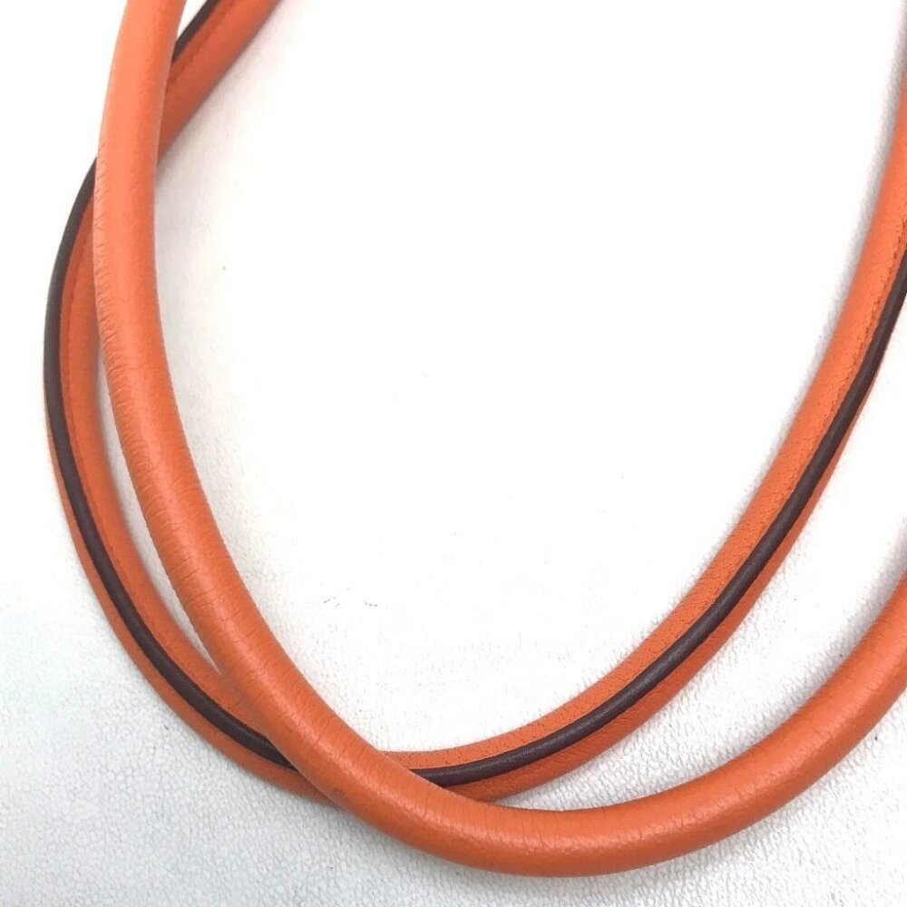 HERMES Garden party PM Shoulder Bag Tote Bag Toile Offic xLeather Orange - Picture 9 of 14